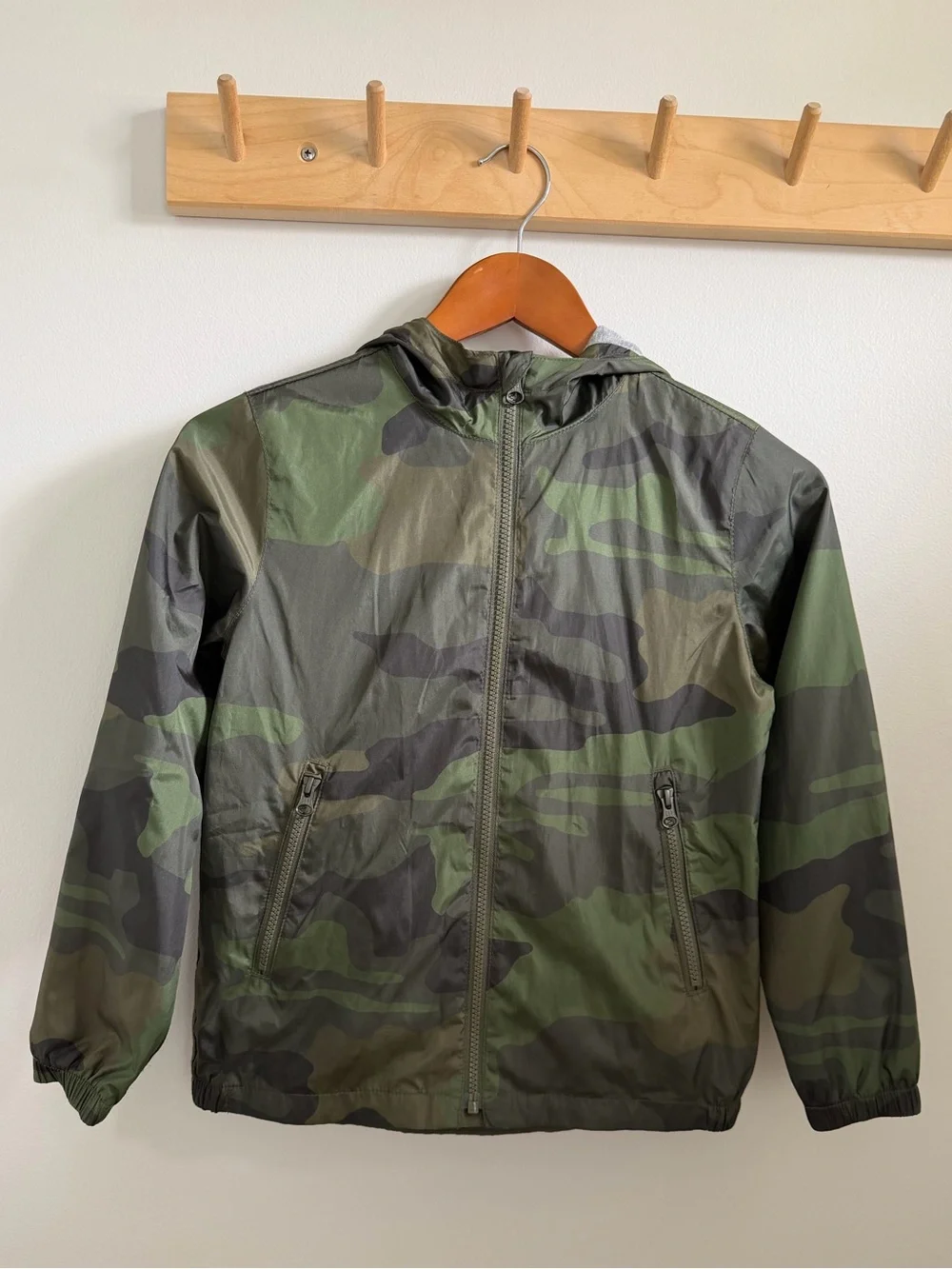 GAP Kids Camo Hooded Windbreaker Jacket - Green